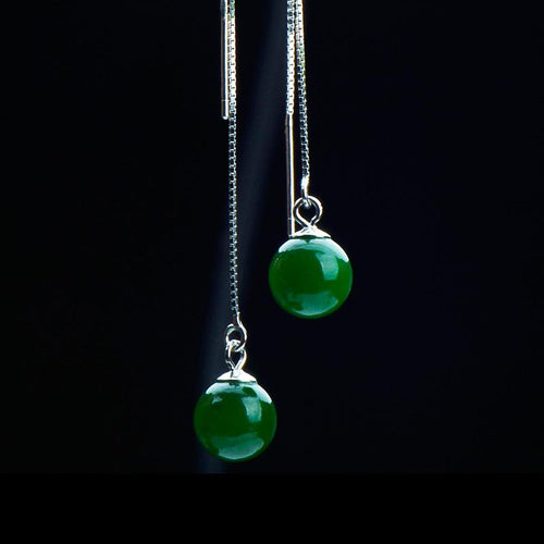 Jade Nephrite Silver Jade Earrings