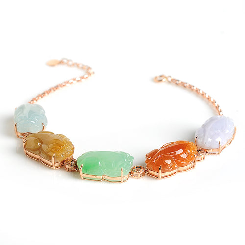 Natural jade bracelet jadeite gold Pixiu bracelet