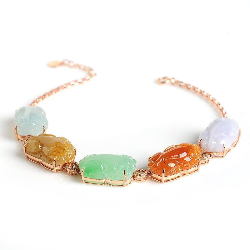 Natural jade bracelet jadeite gold Pixiu bracelet