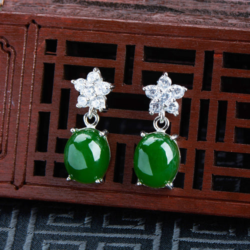 Jade Nephrite Silver Jade Earrings