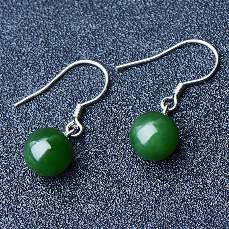 Jade Nephrite Silver Jade Earrings