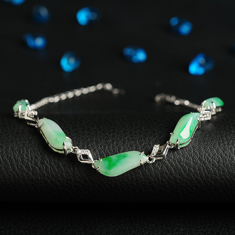 Natural Jade Bracelet Jadeite Silver Bracelet