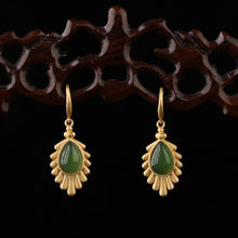 Natural Jade Earrings Nephrite Silver Earrings