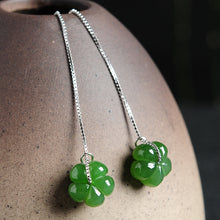 Natural jade earrings silver flower nephrite earrings wholesale