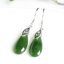 Natural Jade Earrings Nephrite Silver Earrings