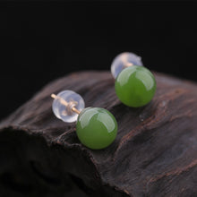 Natural Jade Earrings Nephrite Gold Earrings