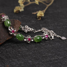 Natural Jade Bracelet Nephrite Silver Bracelet