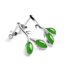 Natural Jade Earrings Nephrite Silver Earrings