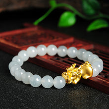 Natural jade bracelet jadeite gold Pixiu bracelet