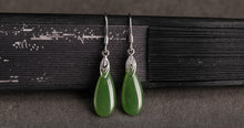 Natural Jade Earrings Nephrite Silver Earrings