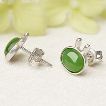 Natural Jade Earrings Nephrite Silver Zircon Earrings