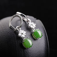 Natural Jade Earrings Nephrite Silver Earrings