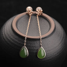 Natural Jade Earrings Nephrite Silver Earrings