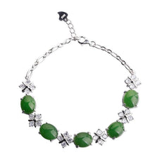 Natural Jade Bracelet Nephrite Silver Bracelet