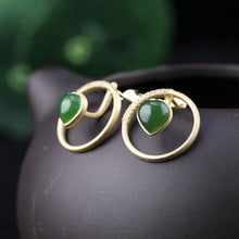Natural Jade Earrings Nephrite Silver Earrings