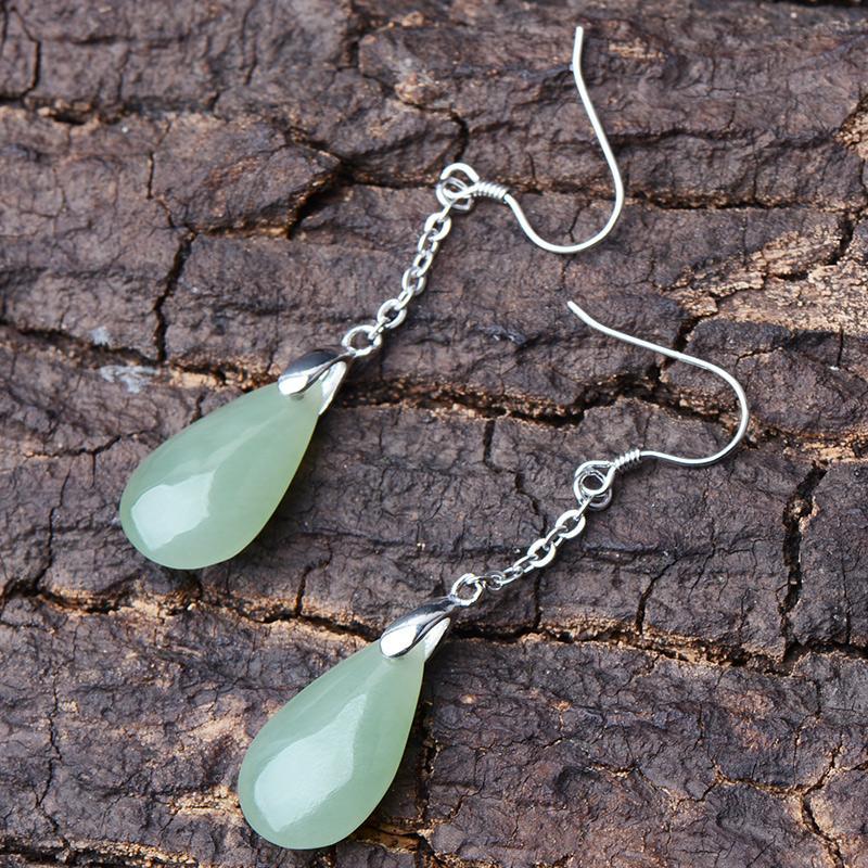 Jade Nephrite Silver Jade Earrings