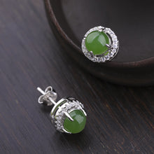 Natural Jade Earrings Nephrite Silver Earrings