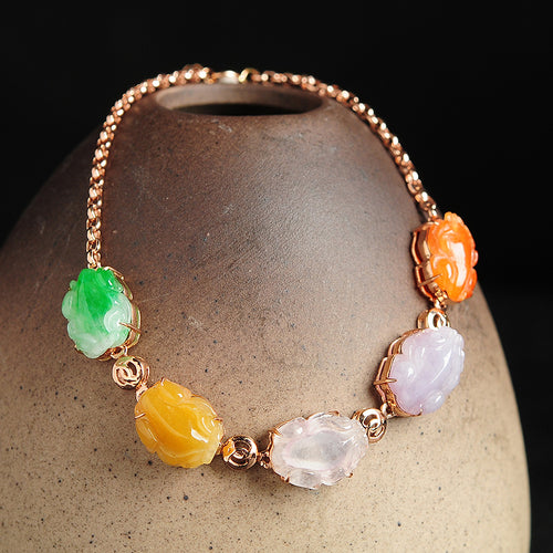 Natural jade bracelet jadeite gold Pixiu bracelet