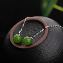 Natural Jade Earrings Nephrite Silver Earrings