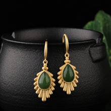 Natural Jade Earrings Nephrite Silver Earrings