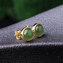 Natural Jade Earrings Nephrite Silver Earrings