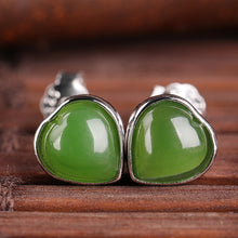Natural Jade Earrings Nephrite Silver Earrings