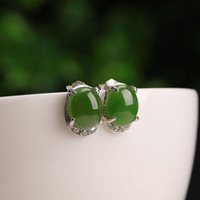 Natural Jade Earrings Nephrite Silver Earrings