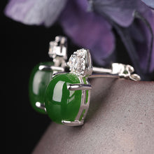 Natural Jade Earrings Nephrite Silver Zircon Earrings
