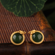 Natural Jade Earrings Nephrite Silver Earrings