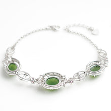 Natural jade green nephrite silver bracelet wholesale