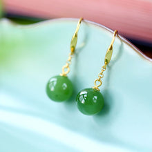 Natural Jade Earrings Nephrite Silver Earrings