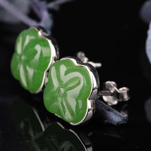 Natural Jade Earrings Nephrite Silver Earrings