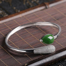 Natural Jade Bracelet Nephrite Silver Bracelet