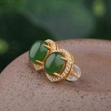 Natural Jade Earrings Nephrite Silver Earrings