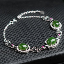 Natural jade green nephrite silver bracelet wholesale