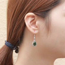 Natural Jade Earrings Nephrite Silver Zircon Earrings