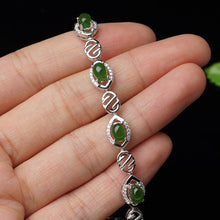 Natural Jade Bracelet Nephrite Silver Bracelet