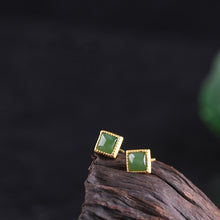 Natural Jade Earrings Nephrite Silver Earrings