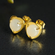 Natural Jade Earrings Nephrite Silver Heart-shaped Earrings WE32