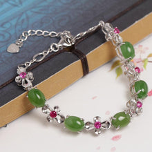 Natural Jade Bracelet Nephrite Silver Bracelet