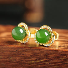 Natural Jade Earrings Nephrite Silver Earrings