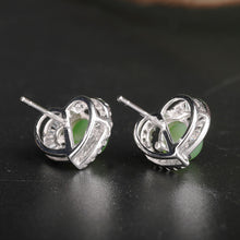Natural Jade Earrings Nephrite Silver Zircon Earrings