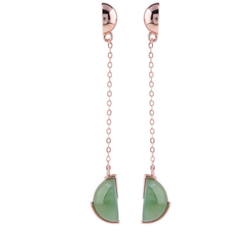 Natural Jade Earrings Nephrite Silver Earrings