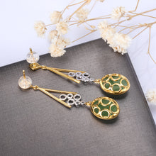 Natural Jade Earrings Nephrite Silver Zircon Earrings