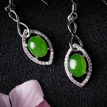 Natural Jade Earrings Nephrite Silver Zircon Earrings