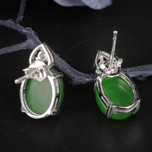 Natural Jade Earrings Nephrite Silver Zircon Earrings