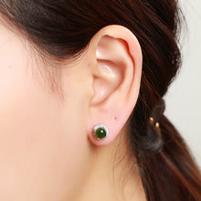 Natural Jade Earrings Nephrite Silver Earrings
