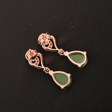 Natural Jade Earrings Nephrite Silver Zircon Earrings