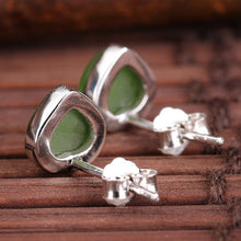 Natural Jade Earrings Nephrite Silver Earrings