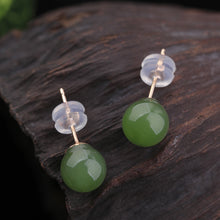 Natural Jade Earrings Nephrite Gold Earrings